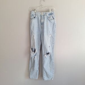 Zara Light Wash Distressed Blue Jeans